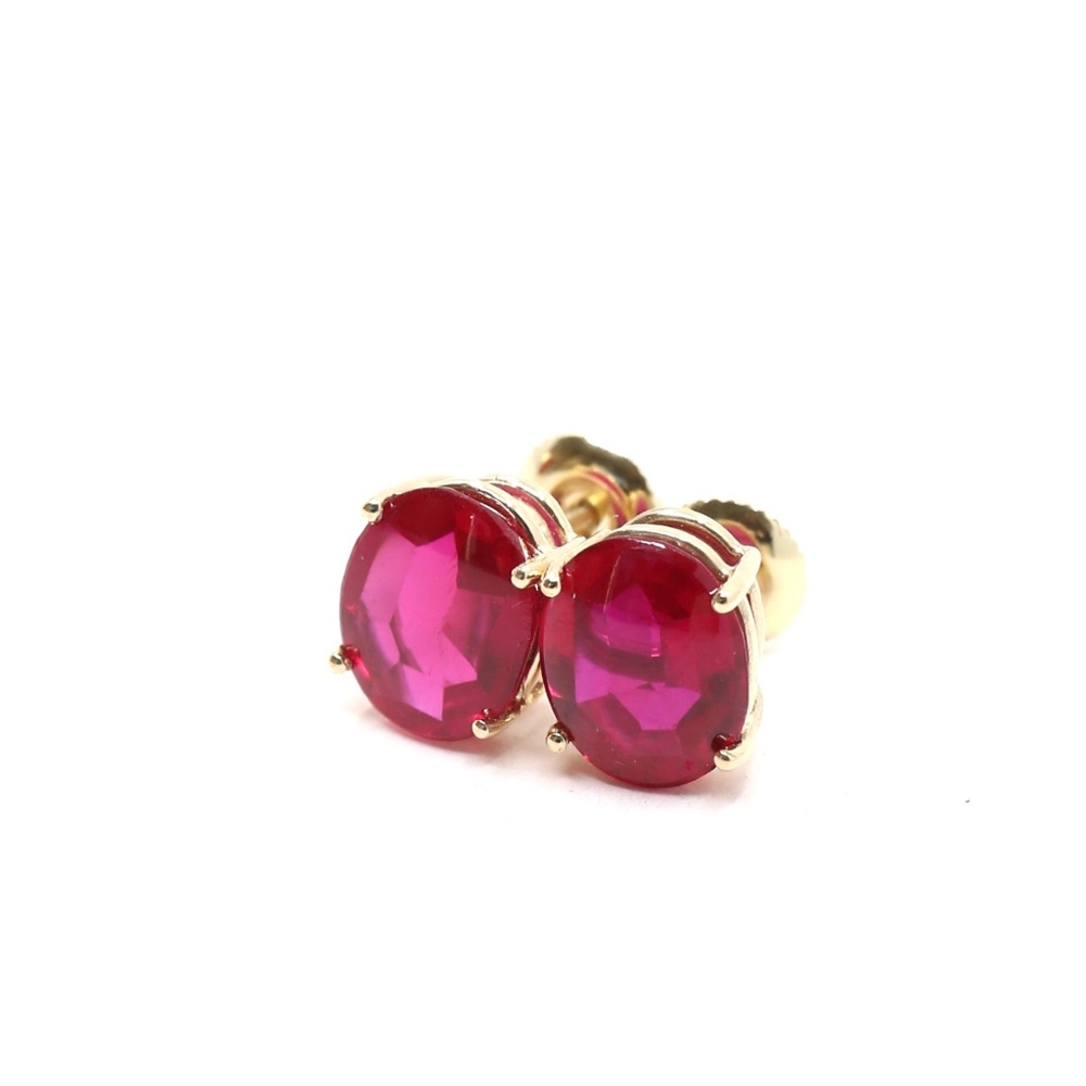 5.73 Carat Red Oval Ruby Earrings